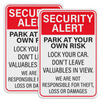 2 PCS Security Alert Park At Your Own Risk Sign 12" × 18" Aluminum