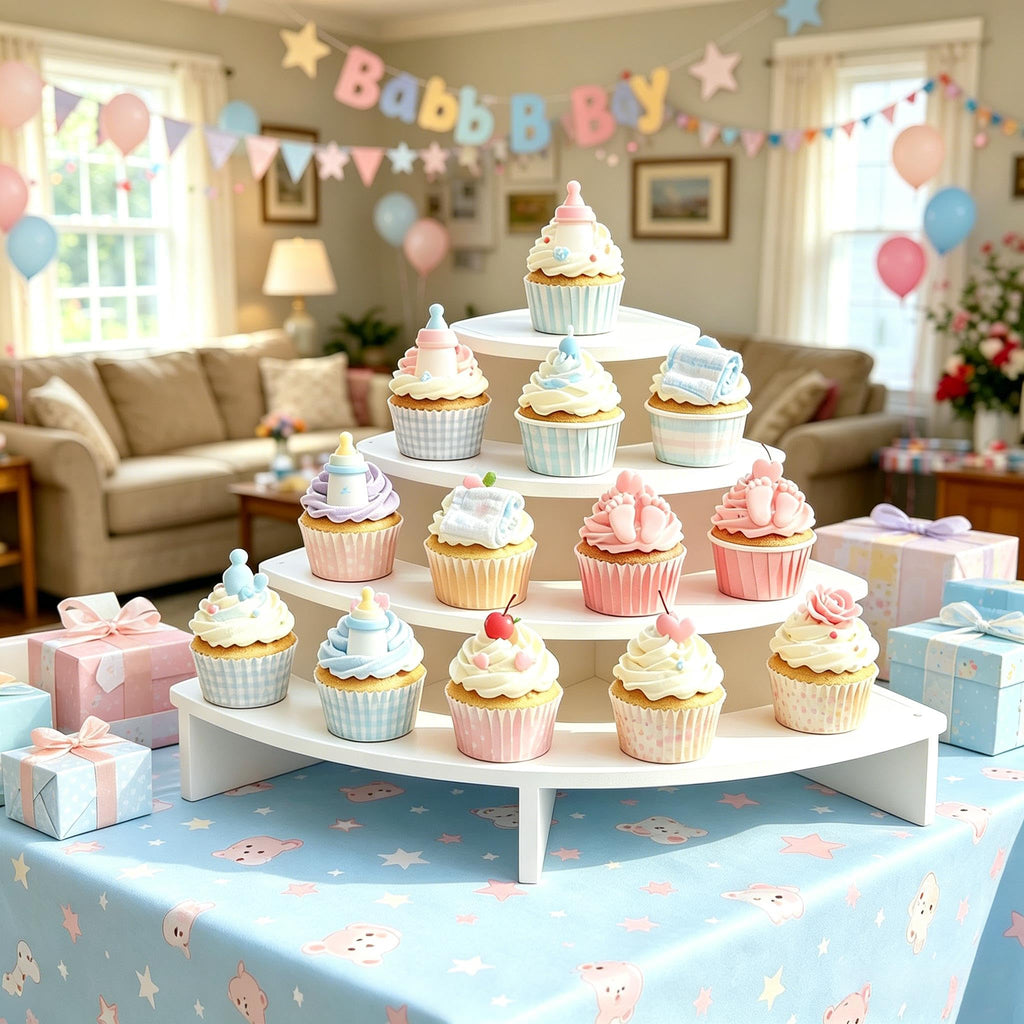 4 Tier Dessert Stands,Buffet Risers Display, White Perfume Shelf