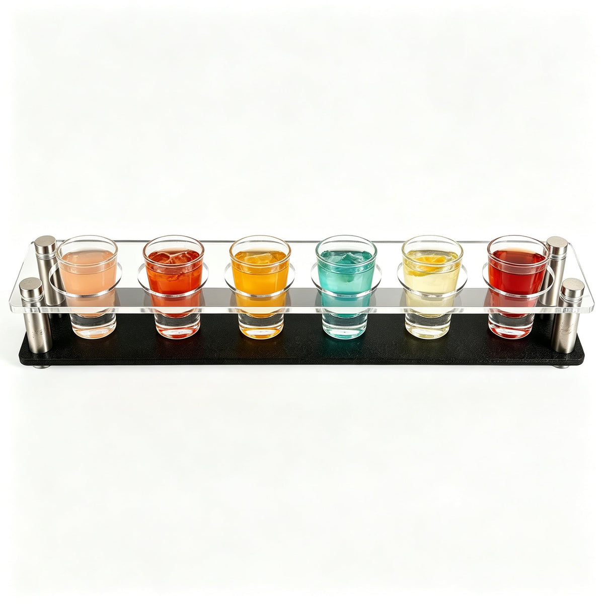 Toyvian Acrylic Shot Glass Holder Tray, 6 Slots Heavy Duty Shot Glasses Server Rack Carrier for Bar Home Gathering Party Festival Nightclub