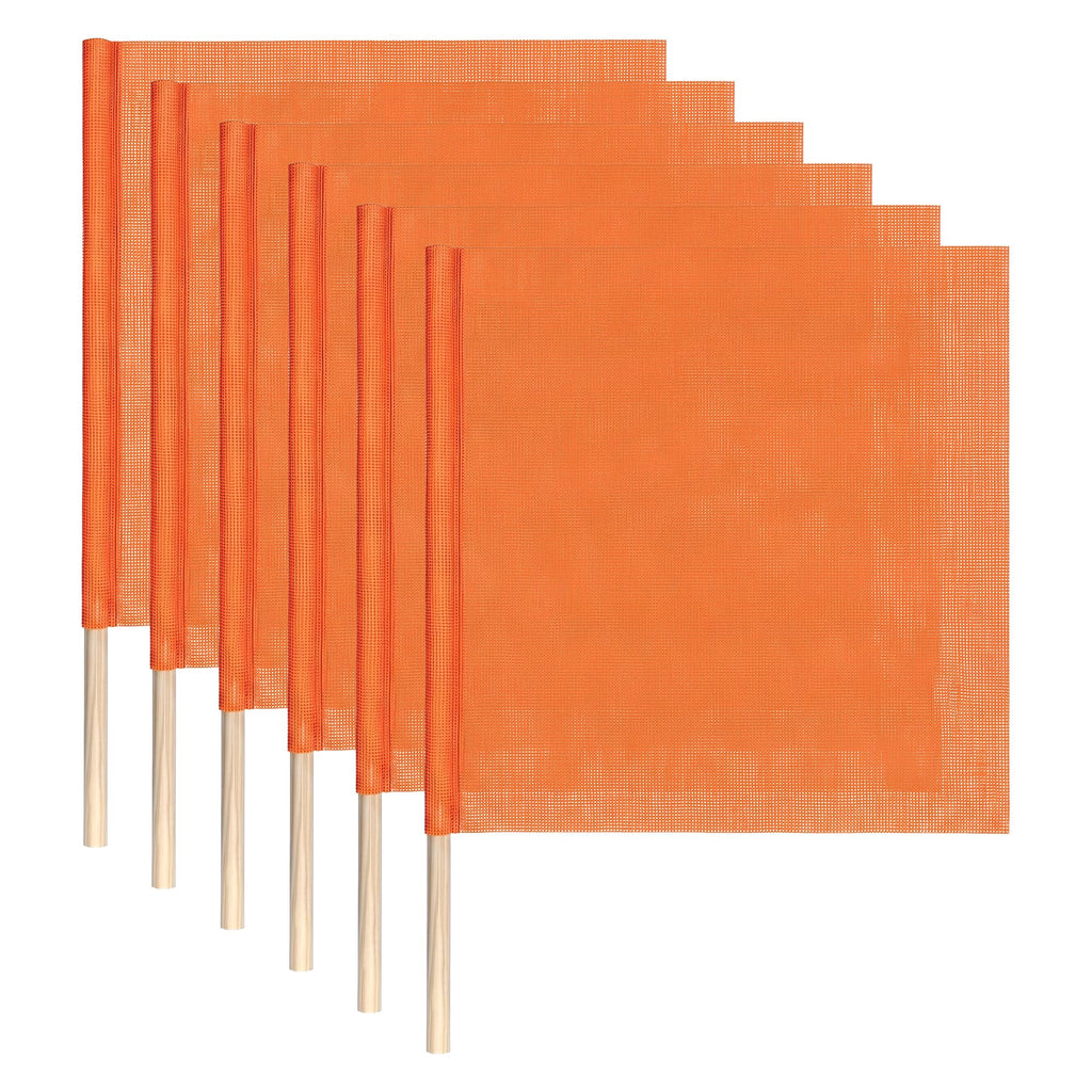 6 Pack 18"x18" Orange Safety Flags for Trucks with Dowel Fluorescent Orange 18"L x 18"W