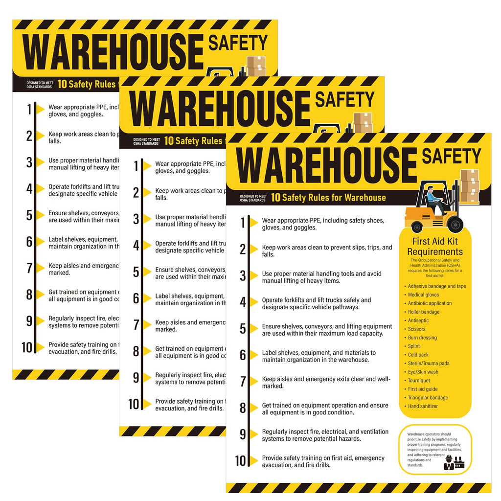3 Pcs Workplace Safety Rules Poster, Warehouse