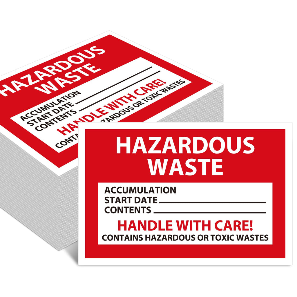 Crtiin 50 Pcs Hazardous Waste Label, 6 x 4 Inch