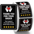 Fulmoon 500 Pcs Thank You for Your Order Stickers 2",Square,Black Black Square