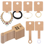 1000 Pcs Self Adhesive Bracelet Display Cards, Necklace Cards for Selling Jewelry, Hanging Bracelet Packaging Card, for Keychain, Earring, Necklace, Hairband and Scrunchies, 3.93 X 1.57 Inches(Brown)