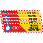 Sabary 5 PCS Stop Are You Wearing Proper PPE Sign, 26" x 6" Floor Sticker