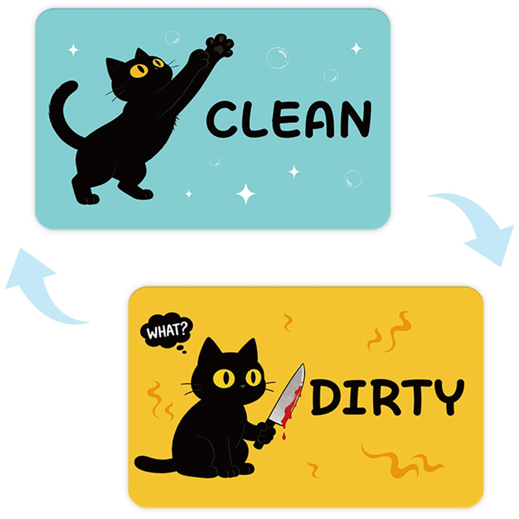 Clean Dirty Magnet for Dishwasher Black Cat