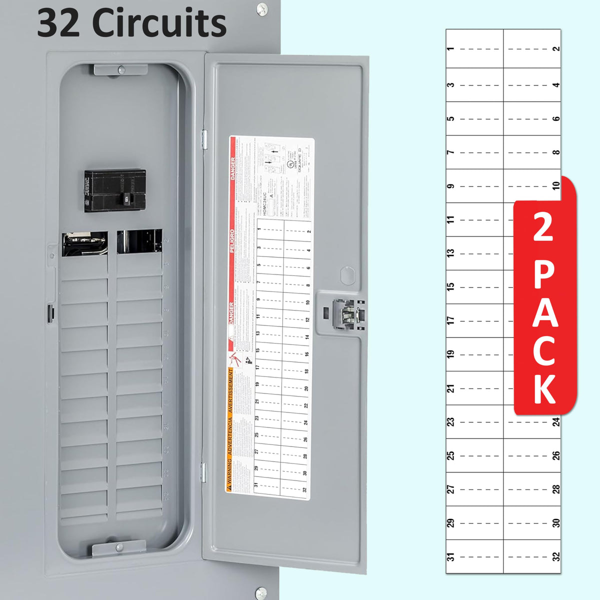 32 Circuits Replacement for Eaton Electrical Panel CHMS Square D Schnider Homeline Electrical Circuit Directory Labels