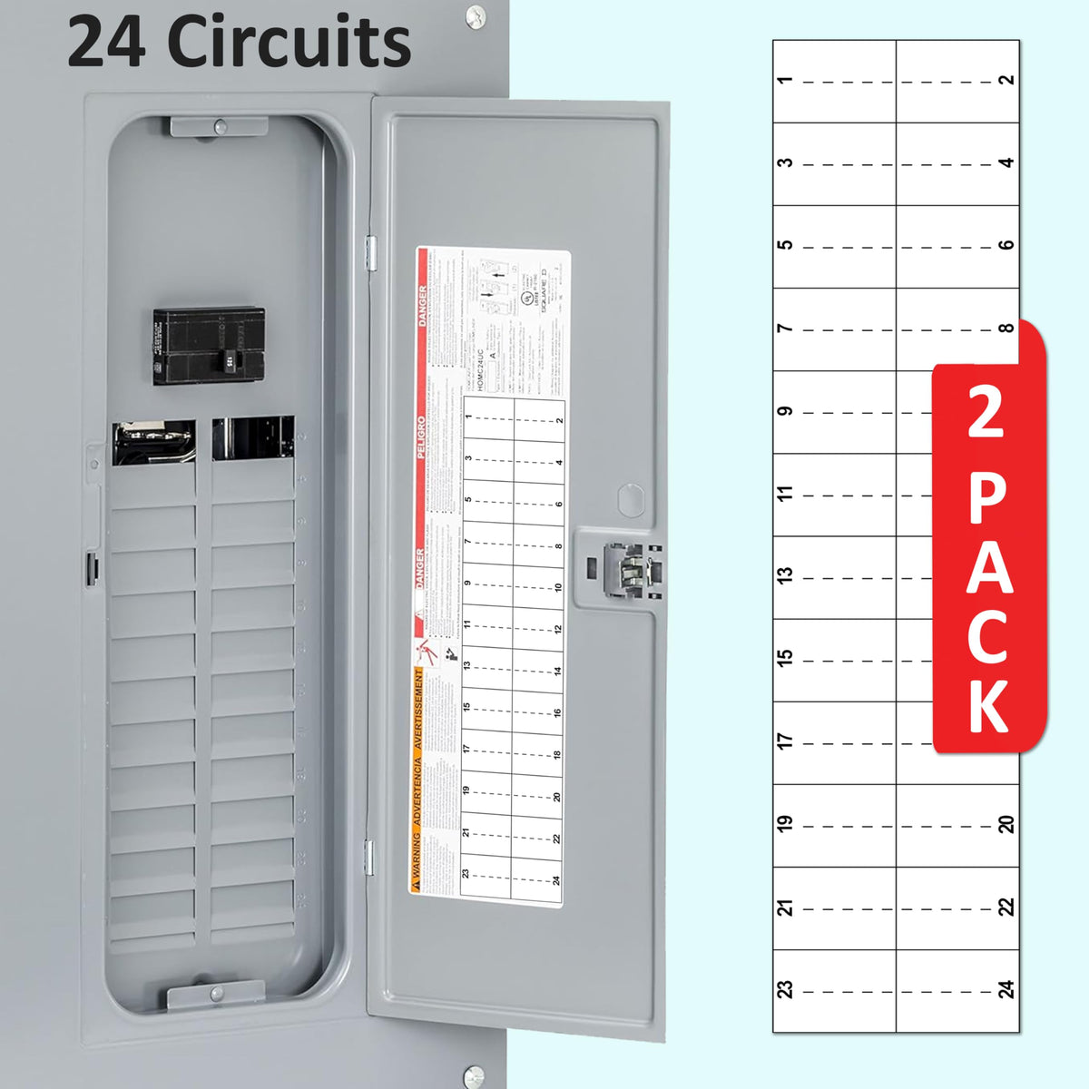 24 Circuits Replacement for Eaton Electrical Panel CHMS Square D Schnider Homeline Electrical Circuit Directory Labels