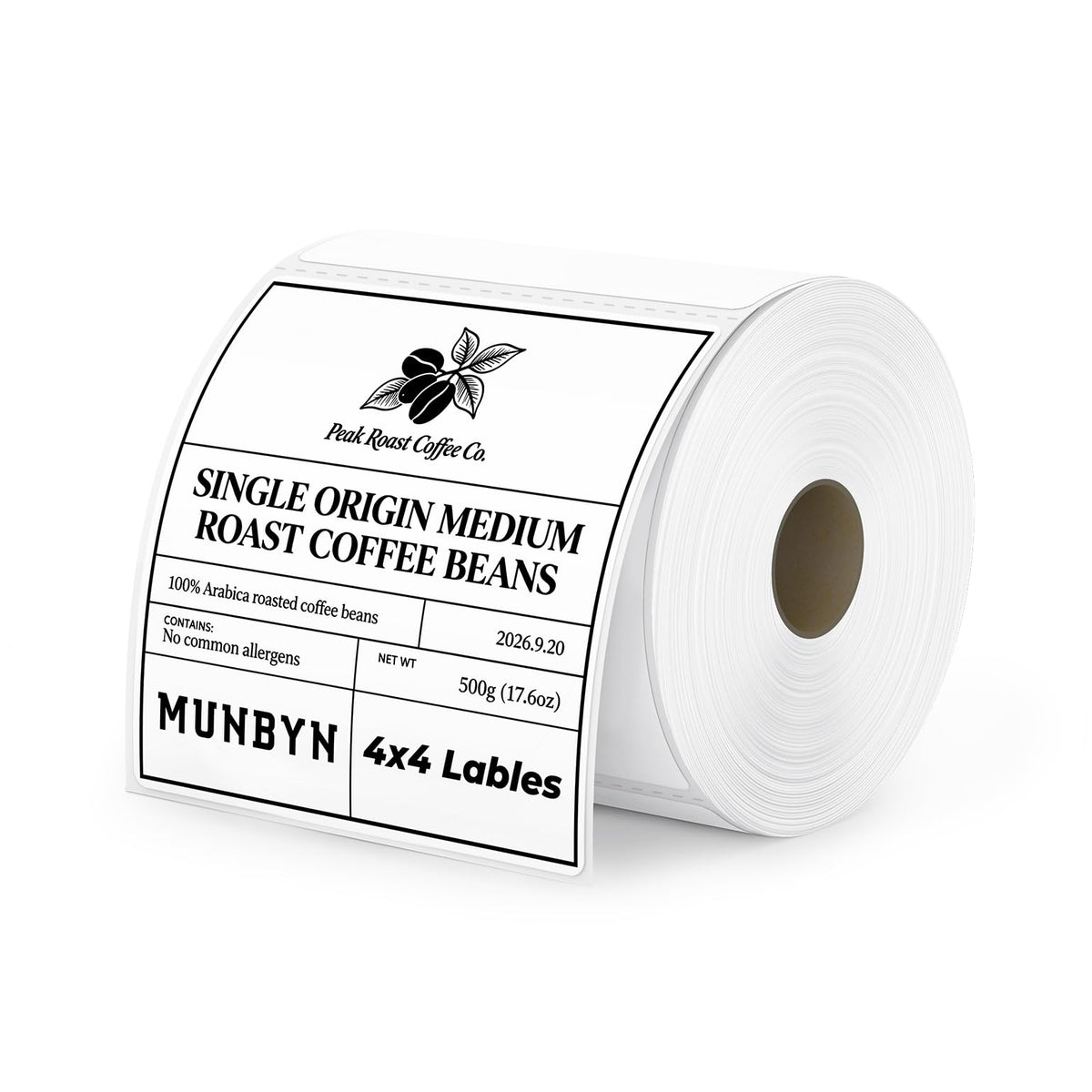 MUNBYN 4x4 Thermal Labels, 500 Sheets/Roll, White 4x4" 1