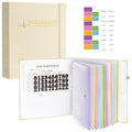 HAUTOCO PU Leather 3-Ring Important Document Organizer Folder Binder Beige