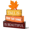 4 Pcs Fall Wooden Decor, Fall Table Decorations Gifts for Home A-Beautiful for Fall
