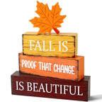 4 Pcs Fall Wooden Decor, Fall Table Decorations Gifts for Home A-Beautiful for Fall