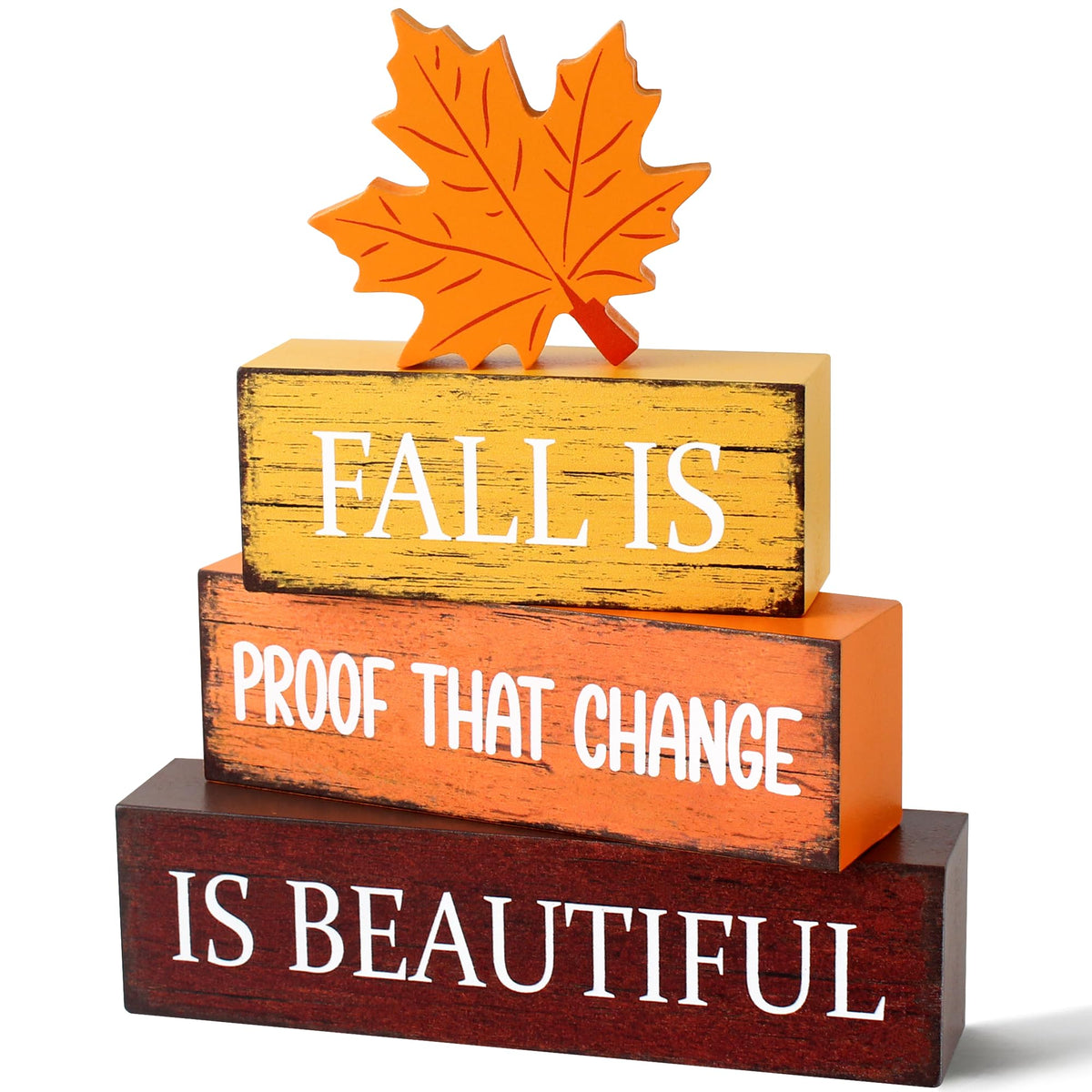 4 Pcs Fall Wooden Decor, Fall Table Decorations Gifts for Home A-Beautiful for Fall