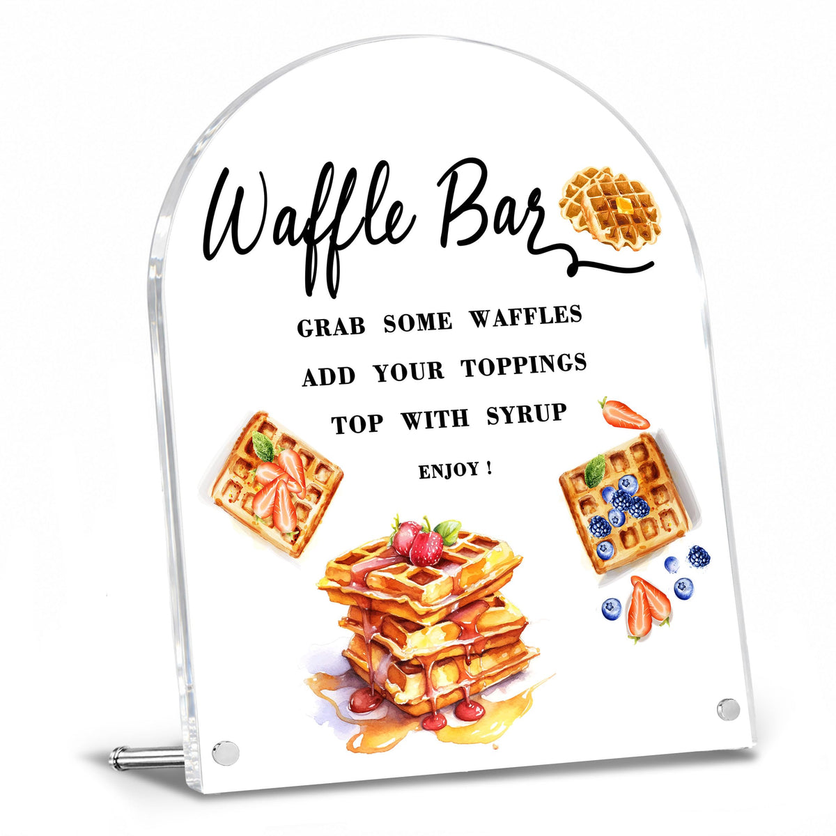 Waffle Bar Sign, Acrylic Signs for Baby Shower Gender Reveal Bridal Shower Wedding Birthday Party, Dessert Bar Sign Reception Supplies dark brown