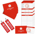 MEDMAX 8 Pack Emergency Medical Cards with 2 Pack Double Sided Medical Supplies Inside Luggage Tag, Red