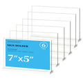 newnewshow Acrylic Sign Holder 7x5 Inch 6 Pack Horizontal T Shape Double-Sided Desktop Display Holder for Office, Shop, Party 7x5 6pack