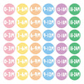 360 PCS Baby Clothing Size Stickers for Nursery Drawer(0-24 Months)