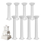 STOBOK 8pcs White Roman Column Pillars, Tiered Cake Support Stands