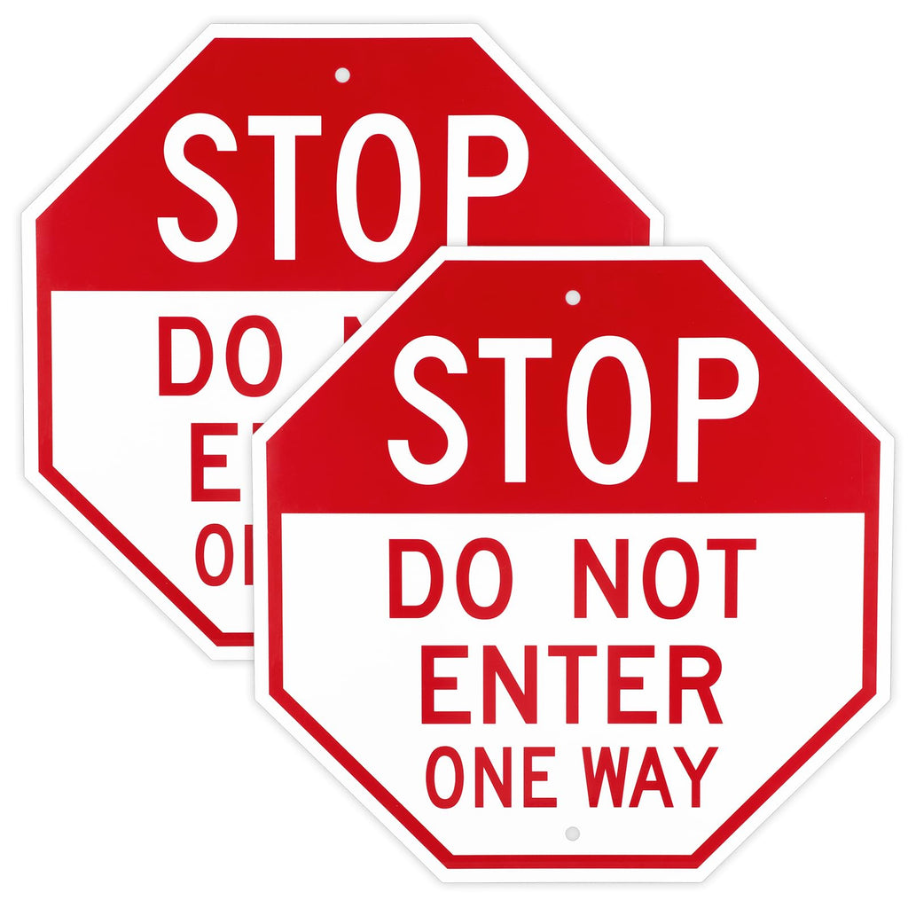 LEIFIDE 2 Pack Stop Do Not Enter One Way Signs - Reflective Aluminum Sign