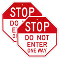 LEIFIDE 2 Pack Stop Do Not Enter One Way Signs - Reflective Aluminum Sign