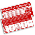 USCG Required Boat Placards 5"x10" Red – Oil Discharge & Garbage Regulations Stickers – Laminated Marine Compliance Decals for Boats, Yachts & Commercial Vessels – Waterproof UV Resistant - USCG Placards Red