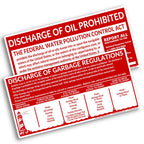 USCG Required Boat Placards 5"x10" Red – Oil Discharge & Garbage Regulations Stickers – Laminated Marine Compliance Decals for Boats, Yachts & Commercial Vessels – Waterproof UV Resistant - USCG Placards Red