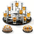 3 Tier 30 Shot Glass Holder Tray with Central Bottle Slot