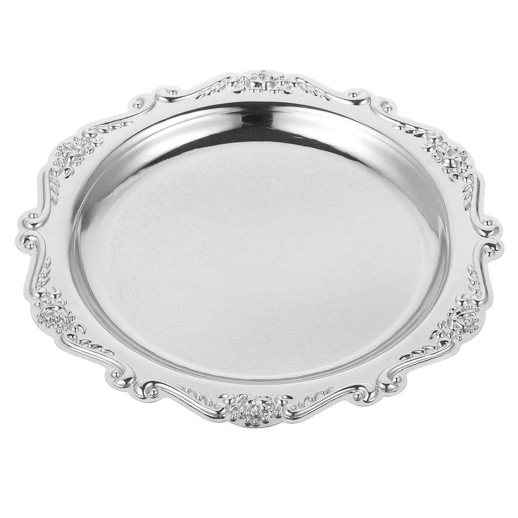 PRETYZOOM Silver Iron Serving Tray 20.00X20.00X1.50cm Decorative Tray