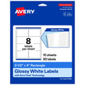 Avery Glossy White Rectangle Labels, 2.5" x 4", Sure Feed Technology, Laser/Inkjet Printer Compatible, 80 Printable Labels Total, Great for Branding, Packaging, and More 80 labels