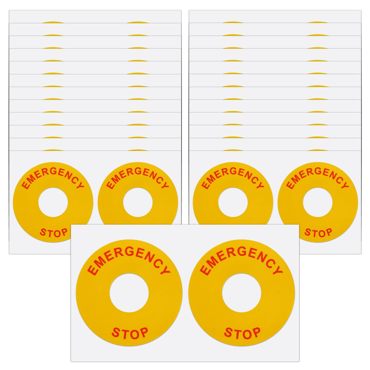 Dunzoom 50 Pcs Emergency Stop Warning Stickers Bulk, Self-Adhesive