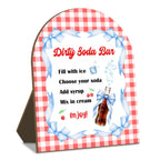 Dirty Soda Bridal Shower Bar Signs, She's Ready to Pop Dirty Soda Bar Welcome Wooden Tabletop Sign 8 x 10in, Perfect for Baby Shower Bridal Shower Wedding Birthday Party Decor blue