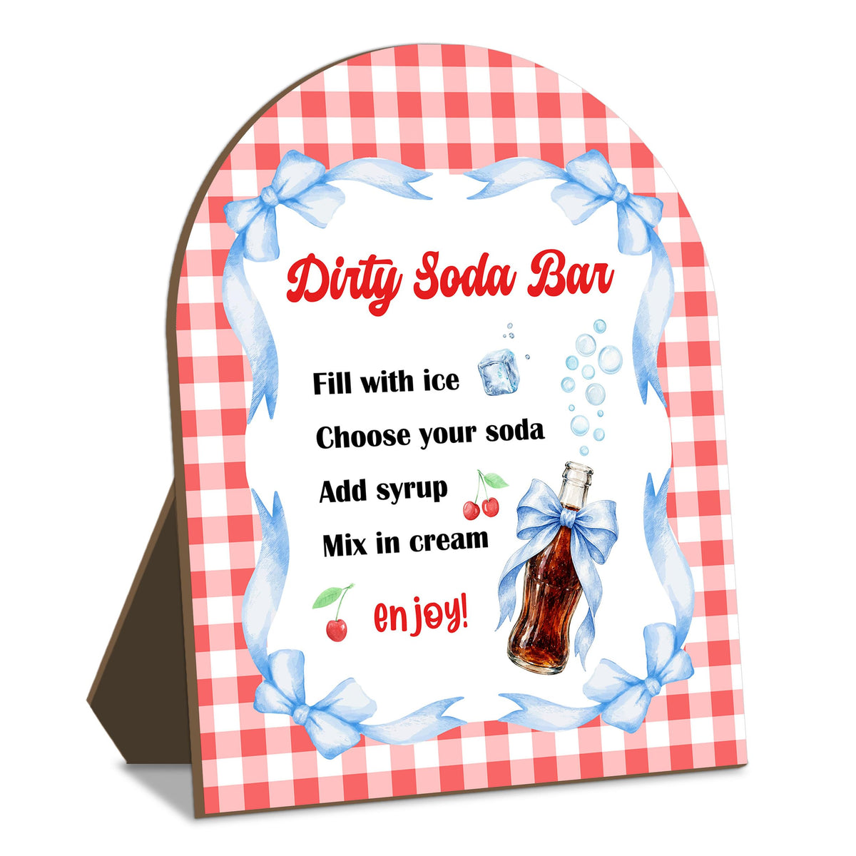 Dirty Soda Bridal Shower Bar Signs, She's Ready to Pop Dirty Soda Bar Welcome Wooden Tabletop Sign 8 x 10in, Perfect for Baby Shower Bridal Shower Wedding Birthday Party Decor blue