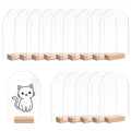 15 Pack Acrylic Sign with Wooden Stands, Arch Table Numbers 3.7x6 Inch Clear Blank Arced Sheets for DIY Wedding Centerpiece Party Decor