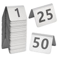 FINGERINSPIRE 50 Pcs Stainless Steel Table Order Numbers 1-50 1.97x1.65x1.34 inch Arched Shape Number Holders Restaurant Metal Table Number Signs for Cafe Dining and Banquet Events