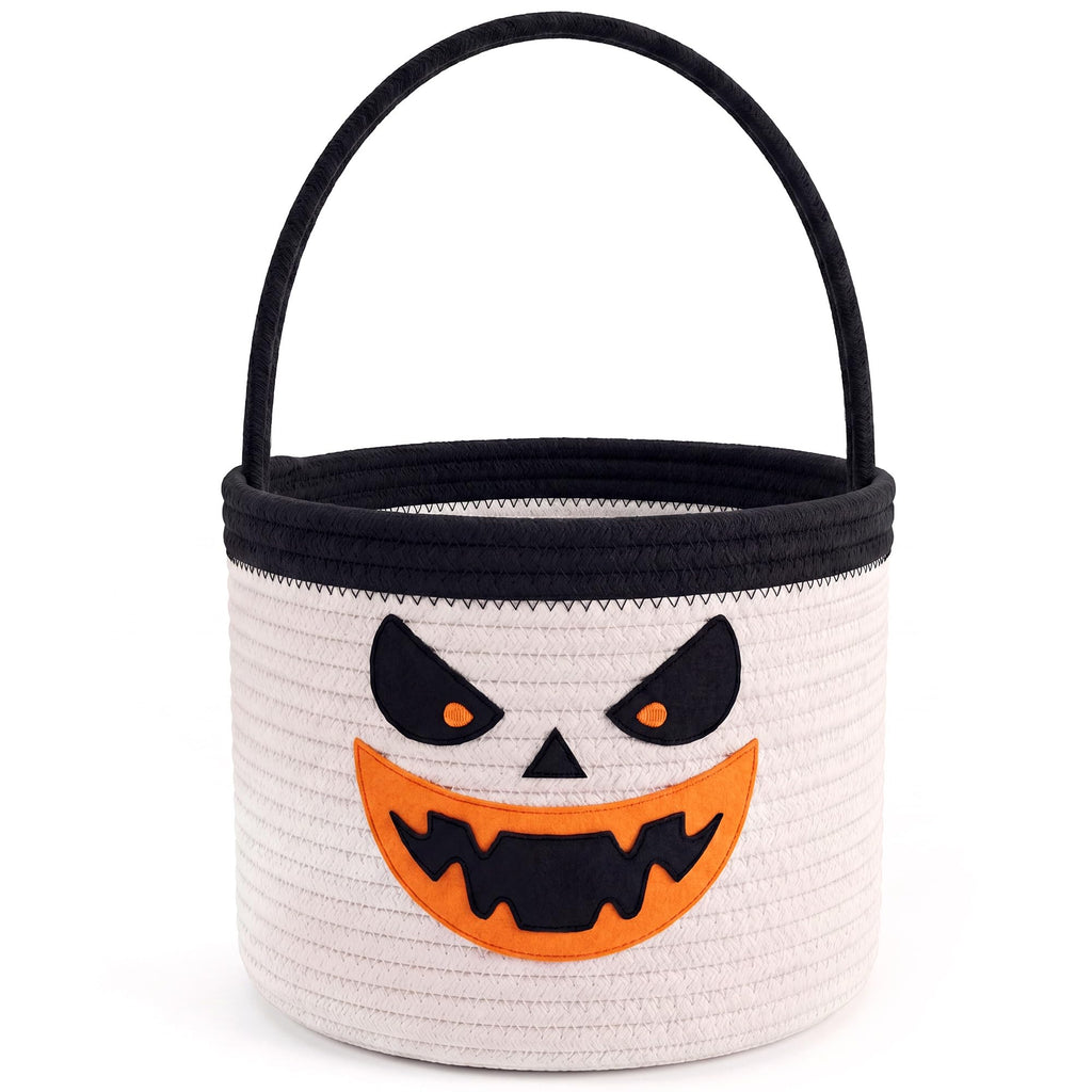 Halloween Trick or Treat Basket, White Ghost 9.4×7.5 in