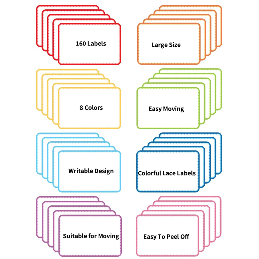 160 Pcs Moving Labels for Boxes, 8 Color-Coded Writable Stickers, 6 x 4 in