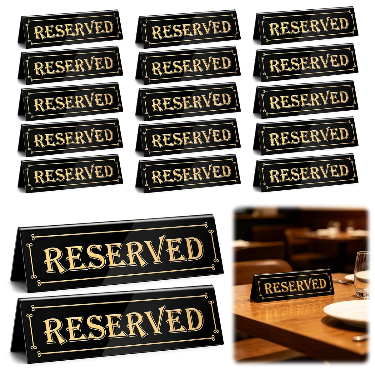 24 Pcs Acrylic Reserved Table Signs for Wedding Double Sided