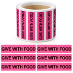 Affrolling Give with Food Veterinary Labels Stickers 0.375” x 1.625”, 500 Labels/1 Roll, Fluorescent Pink Medication Instruction Labels Sticker for Medical Veterinary Clinic Hospital Pet Care Supplies