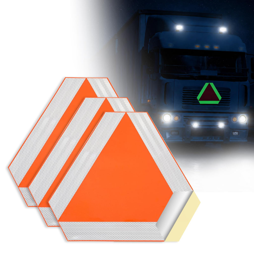 3 Pack Glow in The Dark Slow Moving Vehicle Signs Safety Stickers 14x16In 3