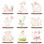 9Pcs Silly Goose Baby Shower Decorations,One Silly Goose Wood Table Centerpiece,Cute Tabletop Detachable Sign Tiered Tray Decor for Baby Shower Gender Reveal Birthday Party Favor Supplies