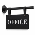 Double Sided Office Sign for Wall Decor with Black Hanging Bracket