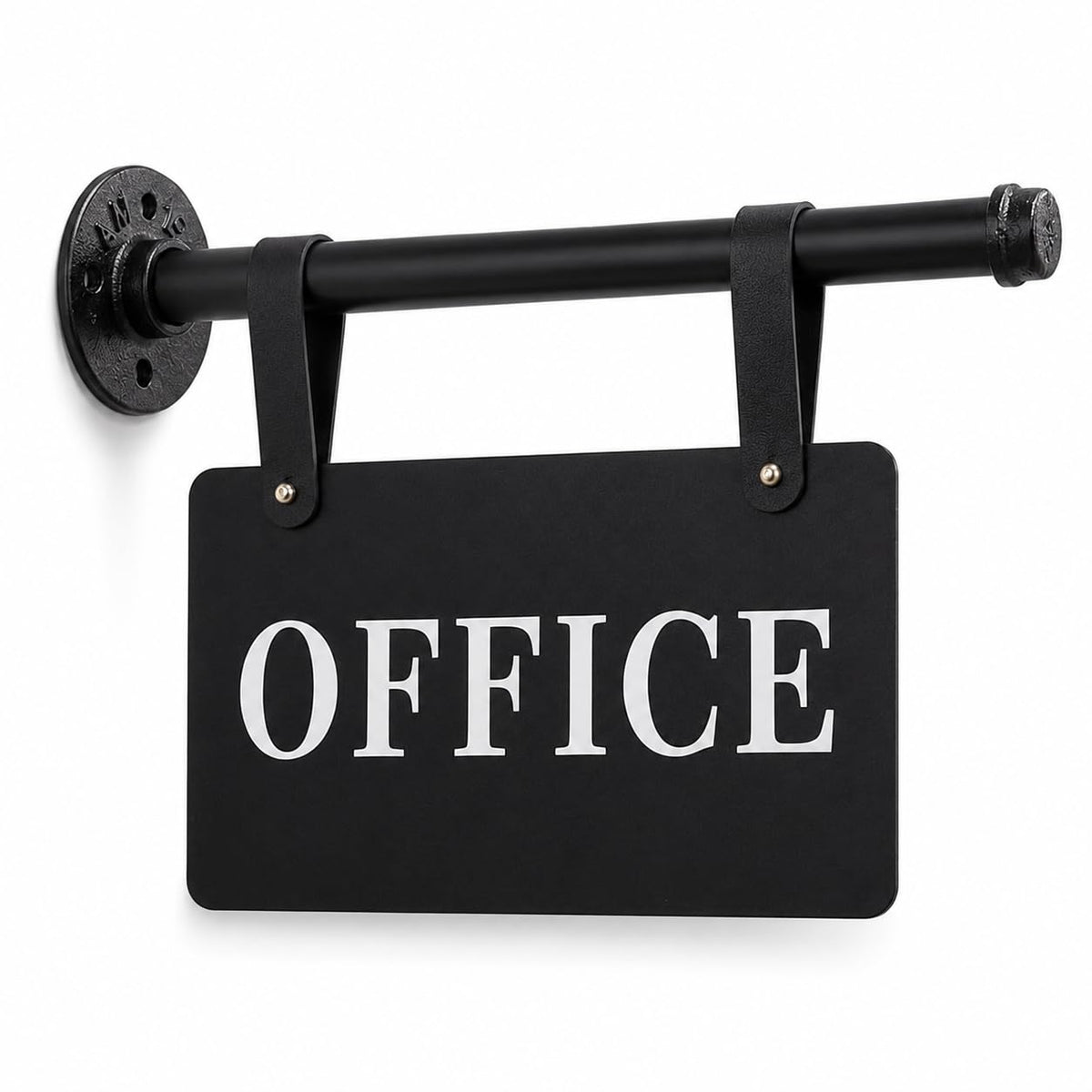 Double Sided Office Sign for Wall Decor with Black Hanging Bracket