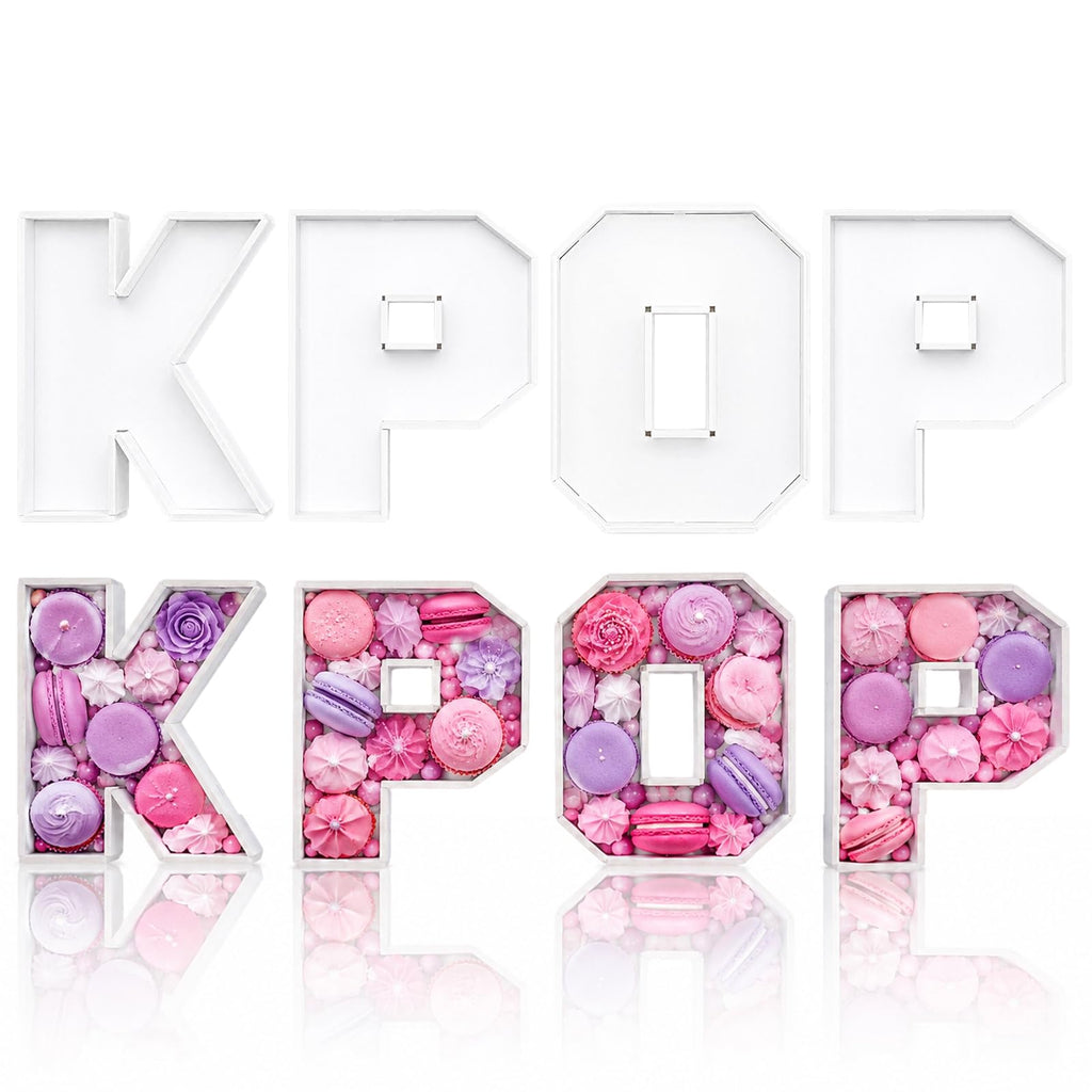 Kpop Birthday Decorations, 10 Inch KPOP Letter Food Trays, 4 Pcs