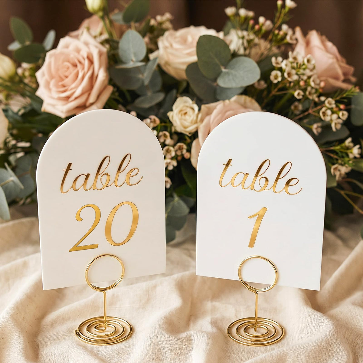 Table Numbers 1-20, Gold Wedding Table Numbers with Head-Table