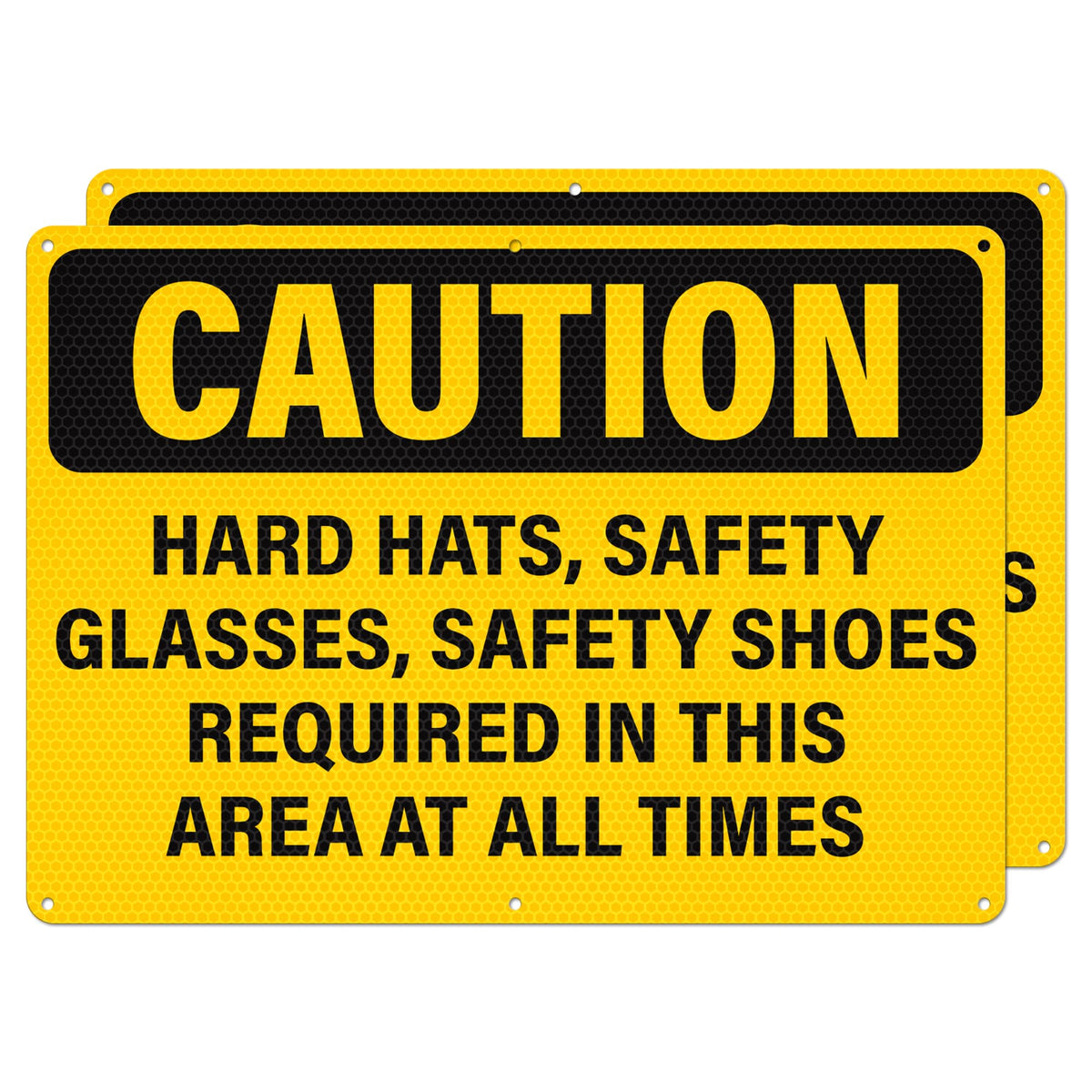 Hard Hats Safety Glasses Safety Shoes Required In This Area Sign Yellow, Black, PPE Safety 14 x 10 Inches