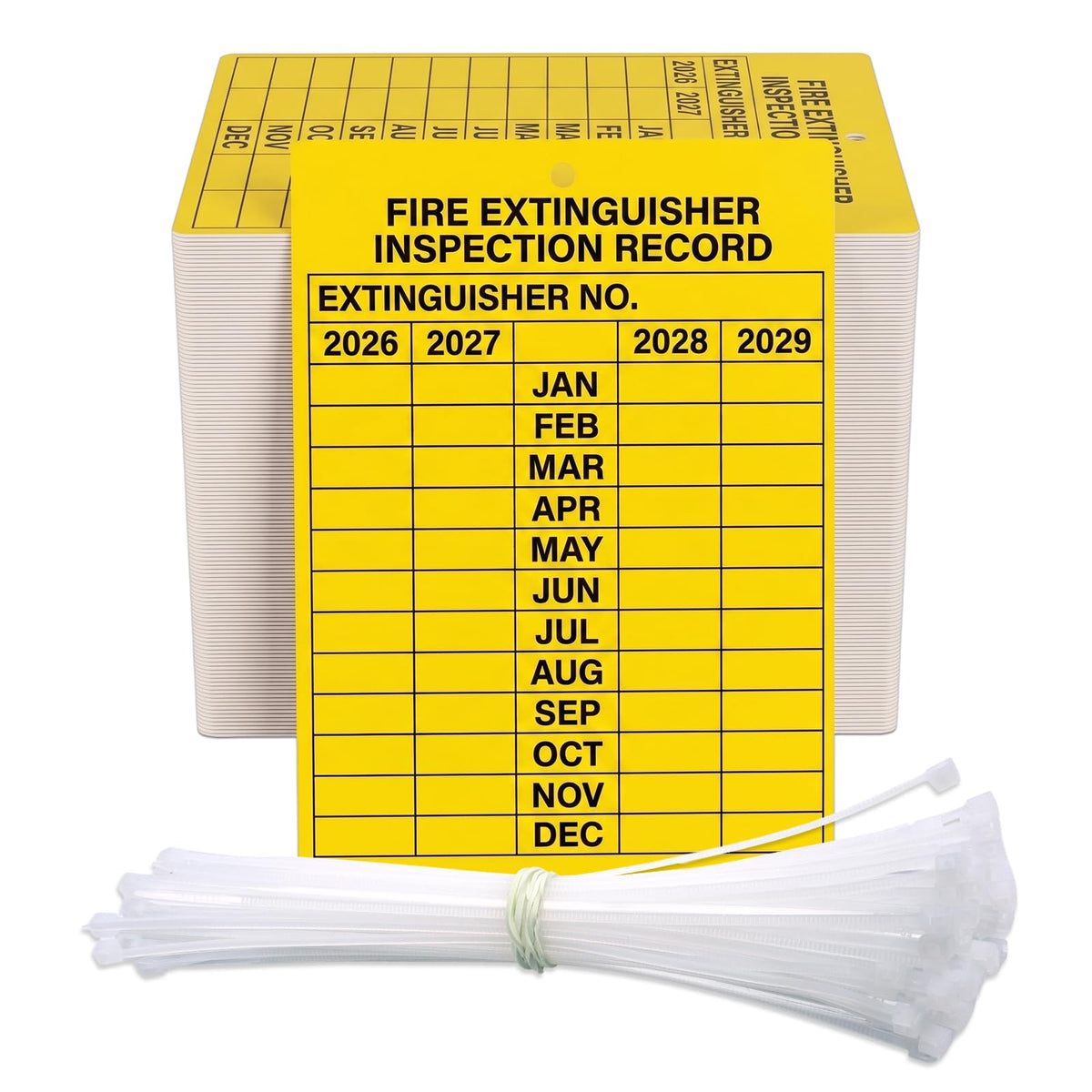 100 Pack Fire Extinguisher Inspection Tags 2026-2029 Plastic