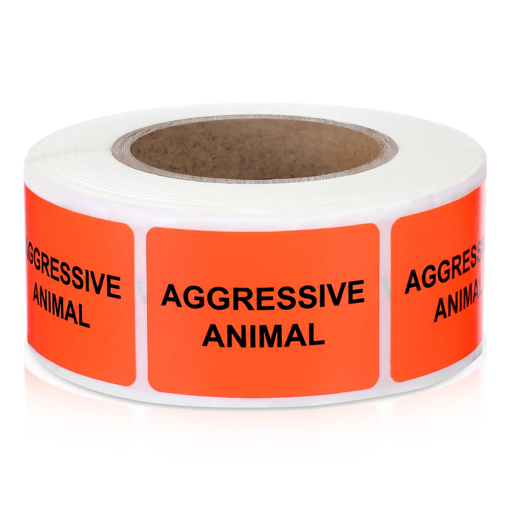 500 Pcs Aggressive Animal Veterinary Labels 1 x 1.5 Inch