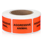 500 Pcs Aggressive Animal Veterinary Labels 1 x 1.5 Inch