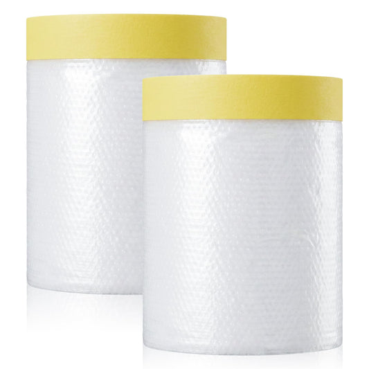 Painters Plastic with Tape, Paint Protection Film Paint Plastic Covering Pre-Taped Masking Film for Painting for Automotive & Home, Cover Walls/Floors/Windows/Cars Protection (2 Rolls