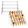 2PCS 4-Tier Acrylic Ice Cream Cone Holder, 24 Holes Cupcake Stand Clear Acrylic Dessert Display Stand, 11.8 x 7.5 in Waffle Cone Rack for Party Wedding Birthday Buffet Dessert Table